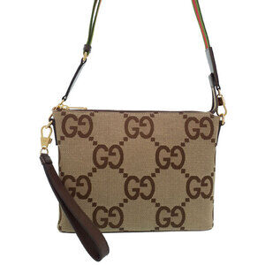 GUCCI Jumbo GG Messenger Crossbody Bag Brown